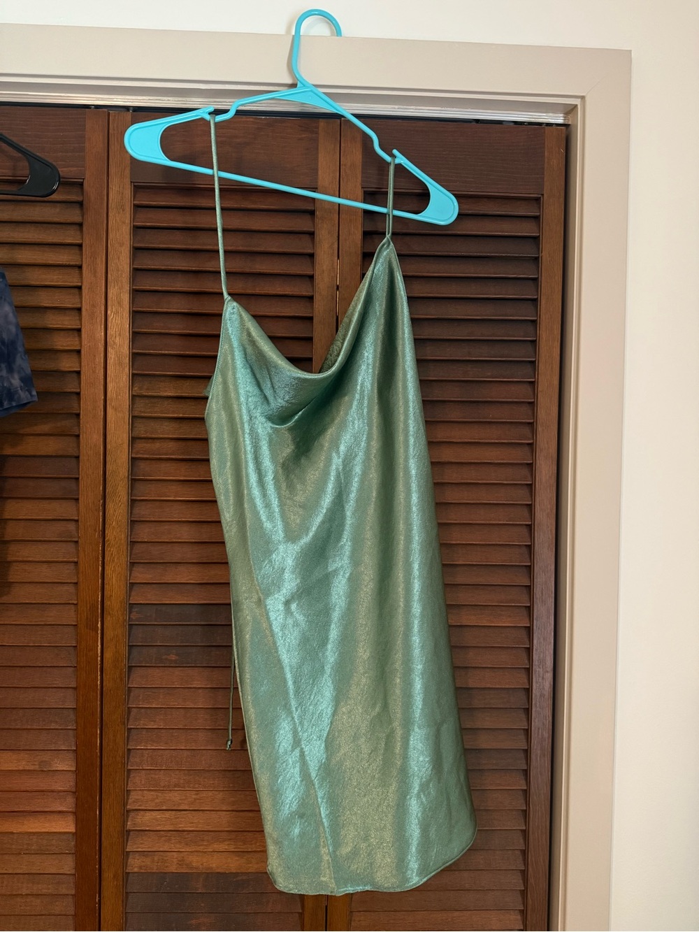 Double Zero Shimmery Mint Satin Slip Dress. NWOT